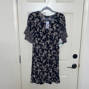 Karen Kane Black and White Floral Midi Dress